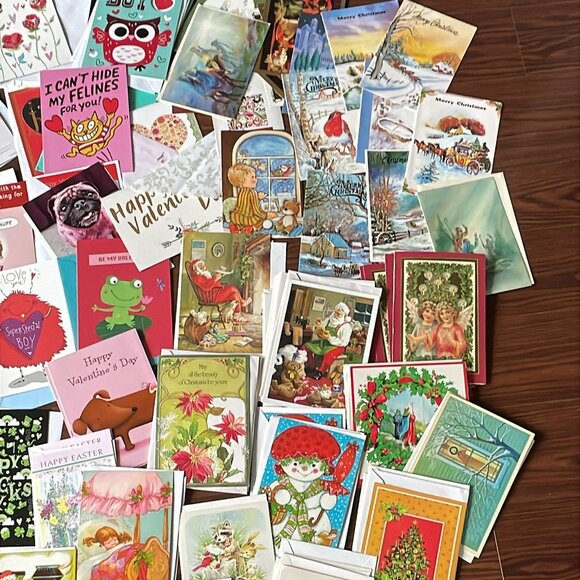 Vintage to New Mixed Greeting Cards Lot 100+ Christmas Valentines St Patrick - Picture 12 of 12